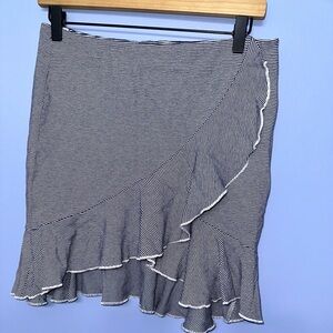 Club‎ Monaco Cotton Faux Wrap Striped Mini Skirt Ruffle EUC Size S